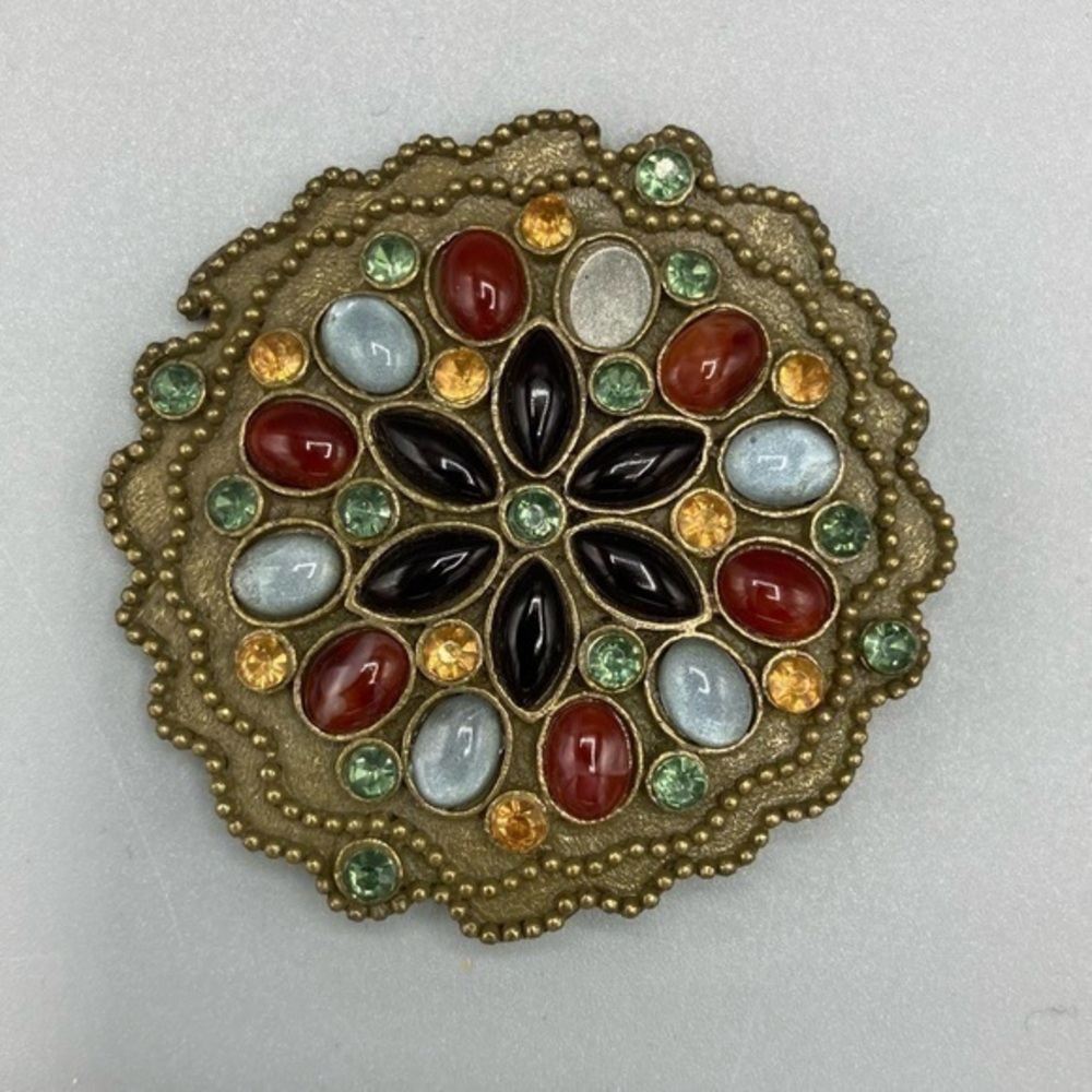 ✨ Vintage VTG multicolored pendant snowflake ❄️ rhinestone brooch